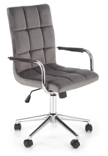 Fotel gabinetowy Gonzo 4 obrotowy do biura popielaty velvet
