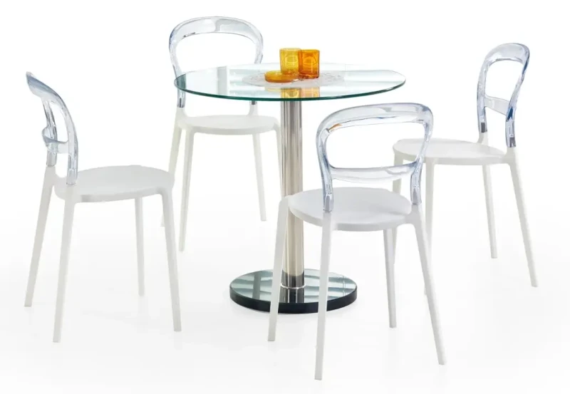 Stół okrągły Cyryl 80 cm szklany bezbarwny