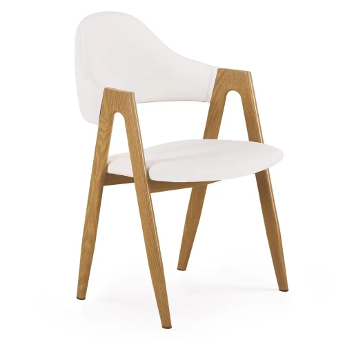 Krzesło K247 eco skóra do jadalni biały/ dąb miodowy