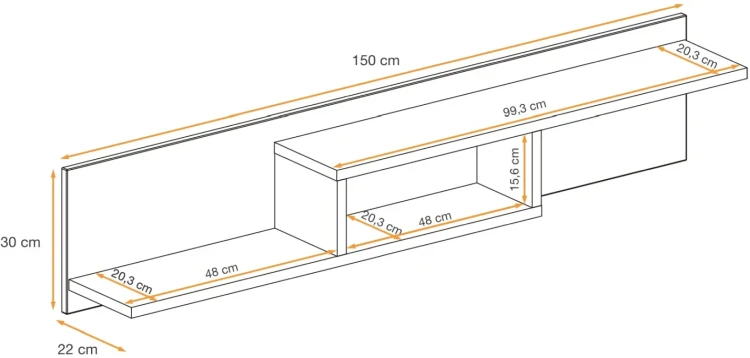 Półka Cross 150 cm do salonu hickory jackson/czarny