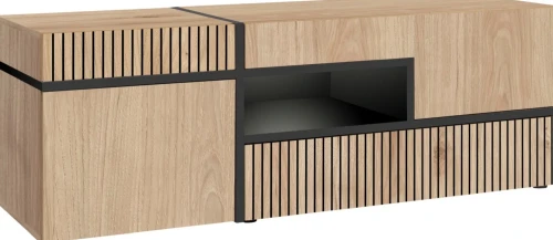 Szafka RTV Cross 150 cm z LED do salonu hickory jackson/czarny