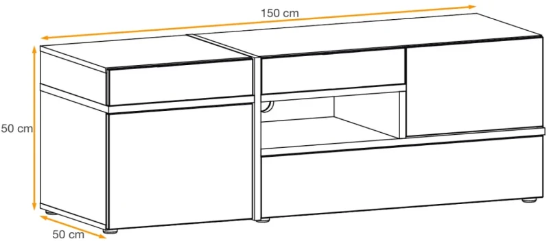 Szafka RTV Cross 150 cm z LED do salonu hickory jackson/czarny