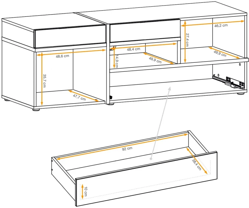 Szafka RTV Cross 150 cm z LED do salonu hickory jackson/czarny