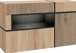 Komoda Cross 150 cm z oświetleniem LED do salonu hickory jackson/czarny