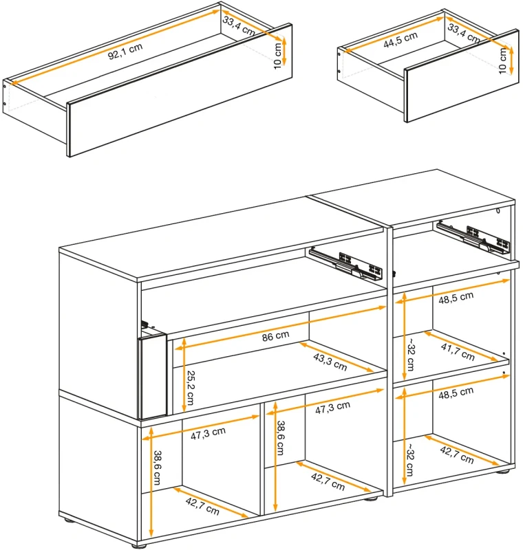 Komoda Cross 150 cm z oświetleniem LED do salonu hickory jackson/czarny