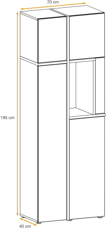 Witryna wysoka Cross 70 cm z LED do salonu hickory jackson/czarny