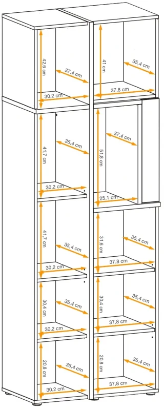 Witryna wysoka Cross 70 cm z LED do salonu hickory jackson/czarny
