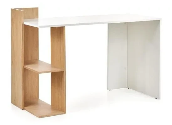 Biurko Fino 122 cm z półkami do pokoju młodzieżowego dąb złoty/biały