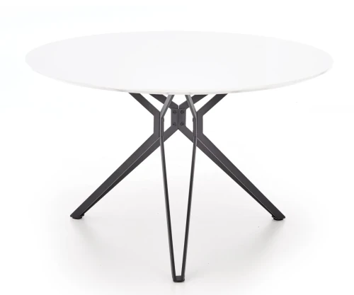 Stół okrągły Pixel 120cm do jadalni biały połysk/czarny