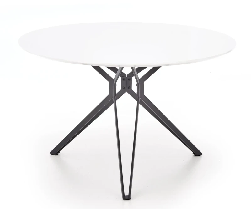 Stół okrągły Pixel 120cm do jadalni biały połysk/czarny