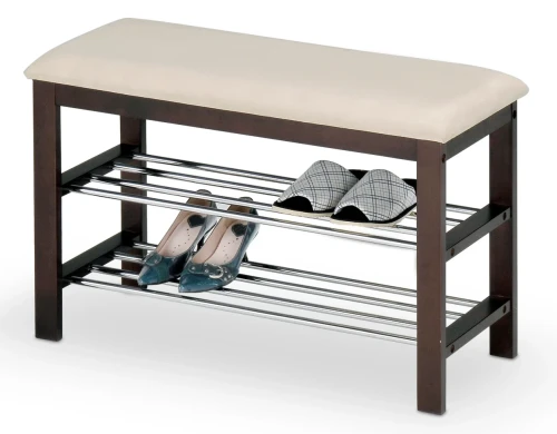 Stojak na obuwie ST3 81 cm drewniany stelaż z siedziskiem wenge/kremowy