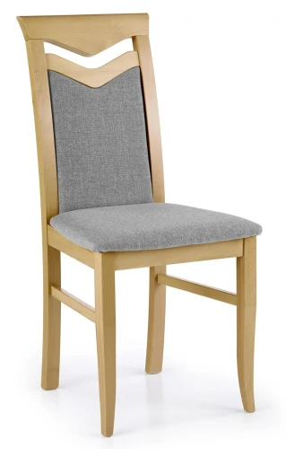 Krzesło drewniane Citrone tapicerowane siedzisko do jadalni dąb miodowy/popielaty Inari 91