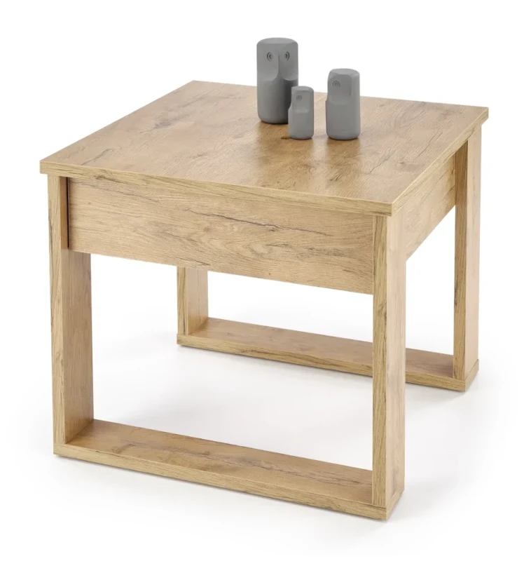 Stolik kawowy Nea Kwadrat 60 cm z szufladą do salonu dąb wotan