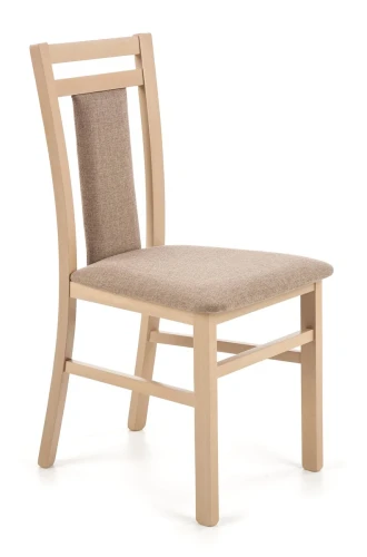 Krzesło drewniane Hubert 8 z tapicerowanym siedziskiem do salonu dąb sonoma/beżowy