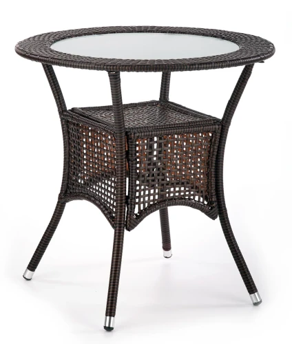 Stół Midas ogrodowy 74cm rattan syntetyczny/szkło ciemny brąz