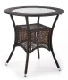 Stół Midas ogrodowy 74cm rattan syntetyczny/szkło ciemny brąz