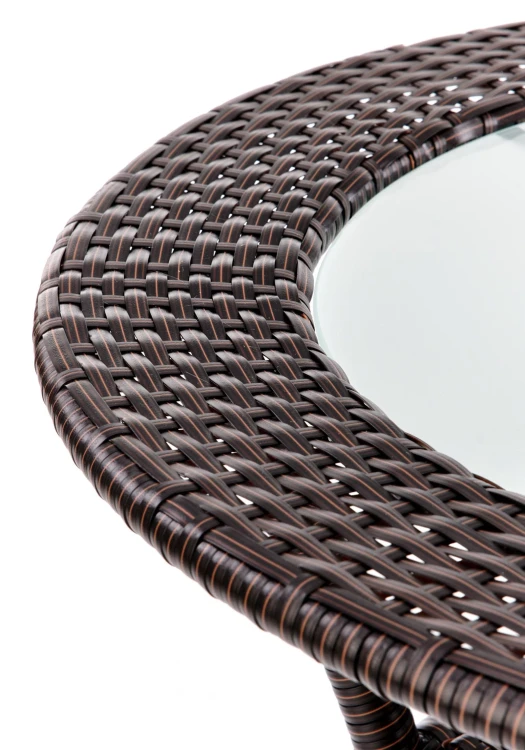 Stół Midas ogrodowy 74cm rattan syntetyczny/szkło ciemny brąz