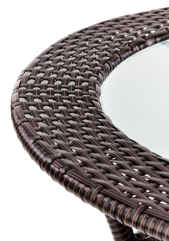 Stół Midas ogrodowy 74cm rattan syntetyczny/szkło ciemny brąz