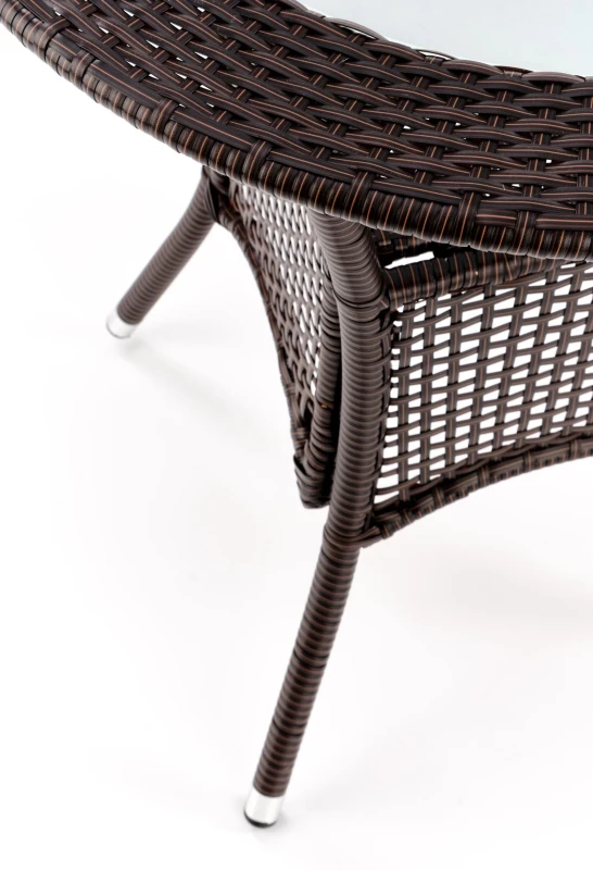 Stół Midas ogrodowy 74cm rattan syntetyczny/szkło ciemny brąz