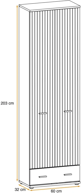 Szafa dwudrzwiowa Marco 60 cm z szufladą do przedpokoju antracyt/dąb artisan