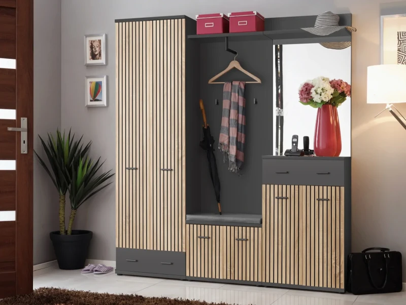 Wieszak ścienny Marco 60 cm z półką do przedpokoju antracyt