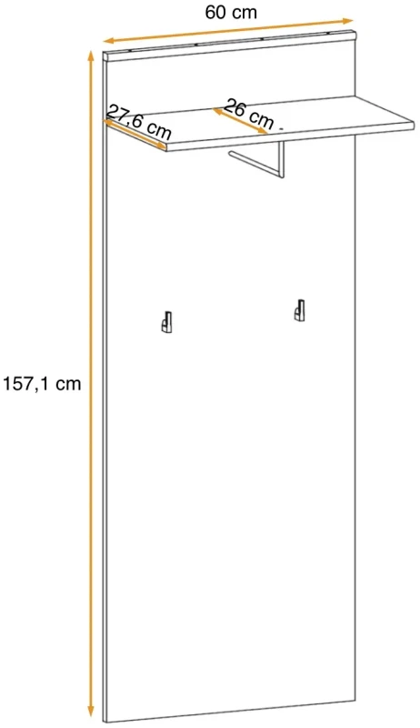 Wieszak ścienny Marco 60 cm z półką do przedpokoju antracyt
