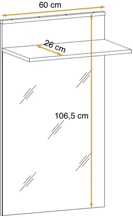 Lustro ścienne Marco 60 cm z półką do przedpokoju antracyt