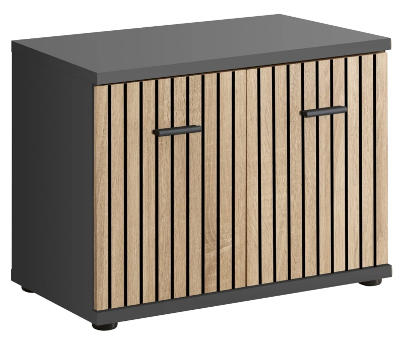 Szafka na buty Marco 60 cm dwudrzwiowa do przedpokoju antracyt/dąb artisan