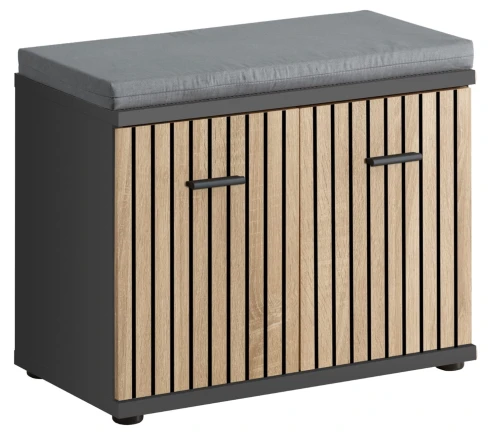 Szafka na buty Marco 60 cm dwudrzwiowa do przedpokoju antracyt/dąb artisan