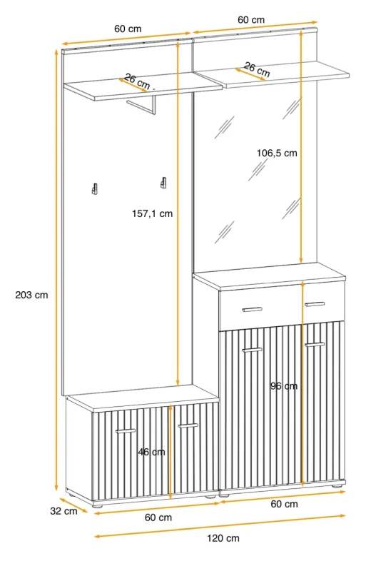 Zestaw mebli do przedpokoju Marco II cztery elementy antracyt/dąb artisan