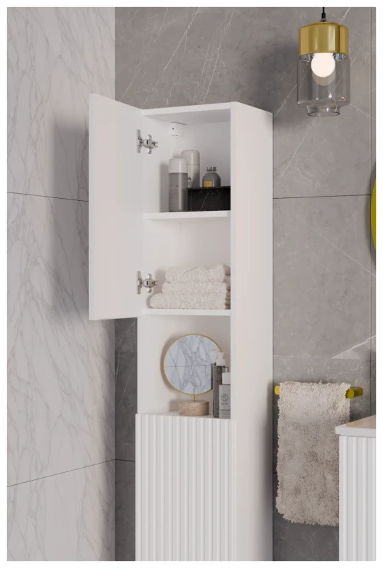 Zestaw mebli łazienkowych NOVA WHITE - szafka wysoka słupek Nova White 80-03-2D