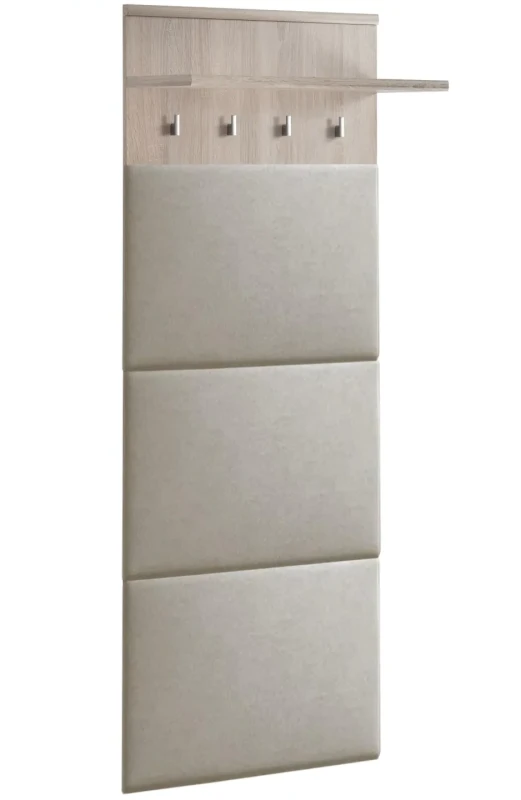 Wieszak tapicerowany Amario 60 cm z półką do przedpokoju dąb sonoma/beż