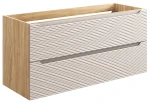 Szafka łazienkowa pod umywalkę 120 cm 2 szuflady OCEAN BEIGE beż + dąb olejowany