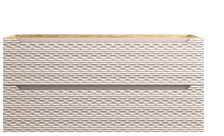 Szafka łazienkowa pod umywalkę 120 cm 2 szuflady OCEAN BEIGE beż + dąb olejowany