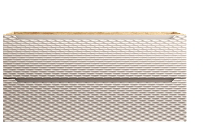 Szafka łazienkowa pod umywalkę 120 cm 2 szuflady OCEAN BEIGE beż + dąb olejowany