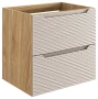 Szafka łazienkowa pod umywalkę 60 cm 2 szuflady OCEAN BEIGE beż + dąb olejowany
