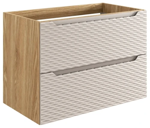 Szafka łazienkowa pod umywalkę 80 cm 2 szuflady OCEAN BEIGE beż + dąb olejowany