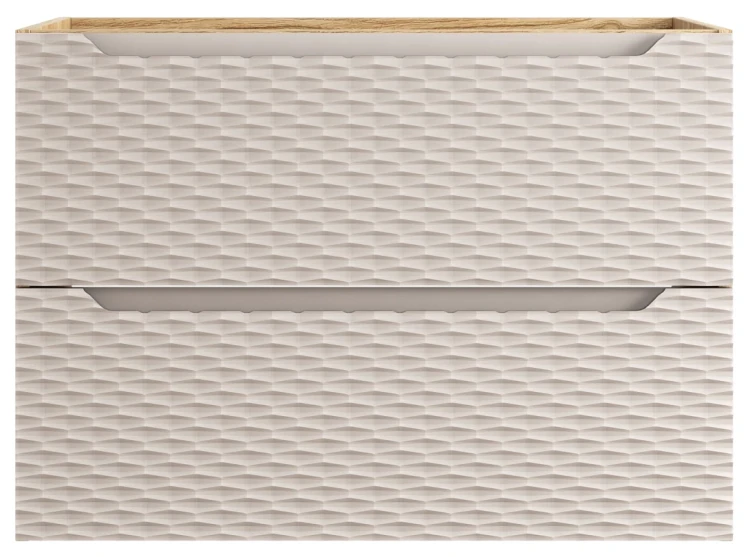 Szafka łazienkowa pod umywalkę 80 cm 2 szuflady OCEAN BEIGE beż + dąb olejowany