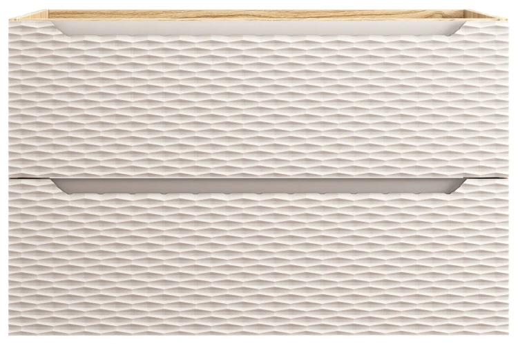 Szafka łazienkowa pod umywalkę 90 cm 2 szuflady OCEAN BEIGE beż + dąb olejowany