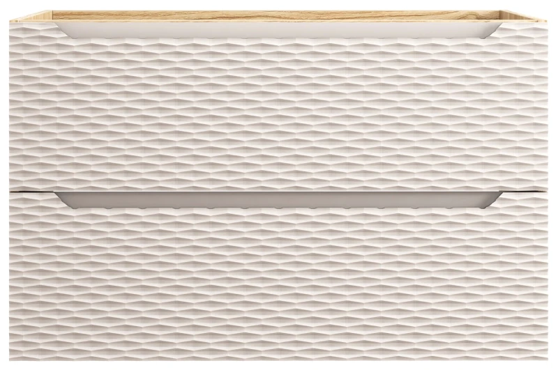 Szafka łazienkowa pod umywalkę 90 cm 2 szuflady OCEAN BEIGE beż + dąb olejowany