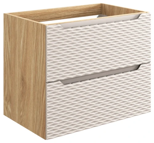Szafka łazienkowa pod umywalkę 70 cm 2 szuflady OCEAN BEIGE beż + dąb olejowany