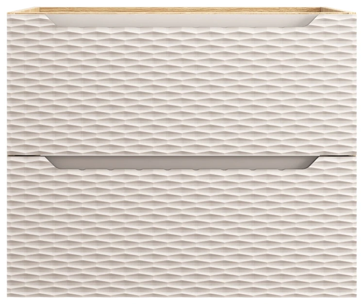 Szafka łazienkowa pod umywalkę 70 cm 2 szuflady OCEAN BEIGE beż + dąb olejowany