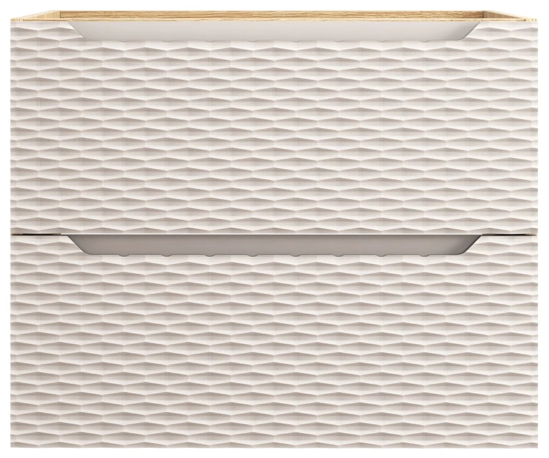 Szafka łazienkowa pod umywalkę 70 cm 2 szuflady OCEAN BEIGE beż + dąb olejowany