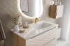 Szafka łazienkowa pod umywalkę 70 cm 2 szuflady OCEAN BEIGE beż + dąb olejowany - detal