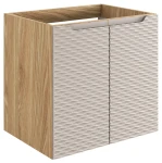 Szafka łazienkowa pod umywalkę 60 cm 2 drzwi OCEAN BEIGE beż + dąb olejowany