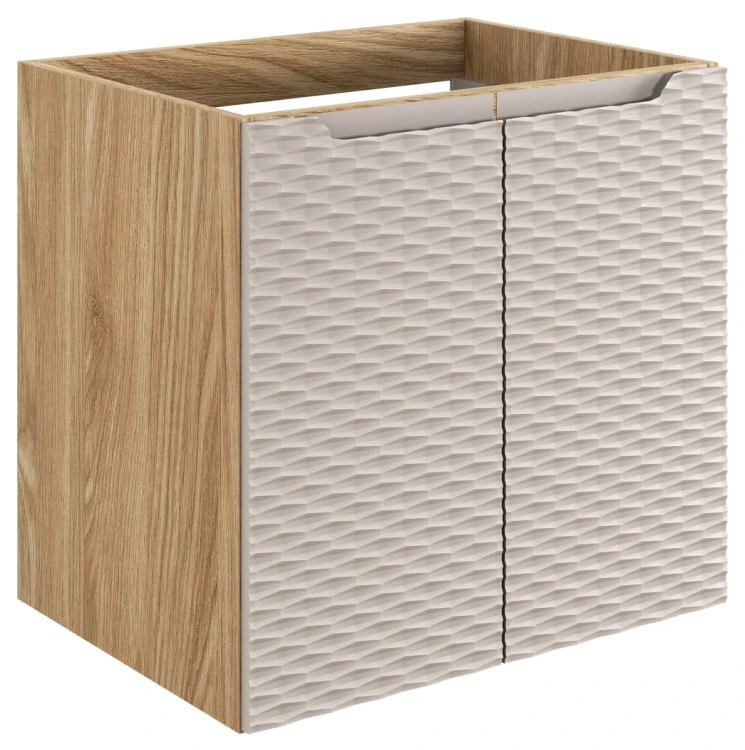 Szafka łazienkowa pod umywalkę 60 cm 2 drzwi OCEAN BEIGE beż + dąb olejowany