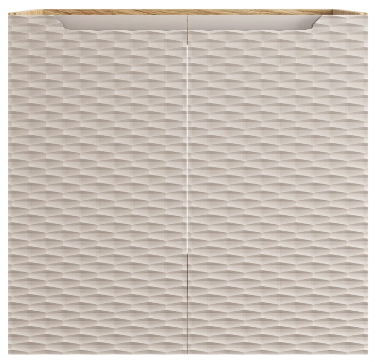 Szafka łazienkowa pod umywalkę 60 cm 2 drzwi OCEAN BEIGE beż + dąb olejowany