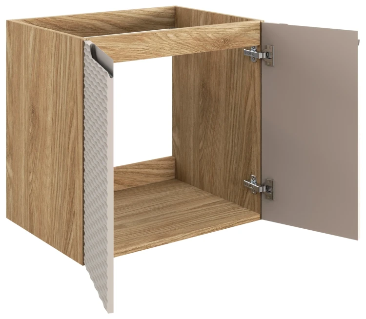 Szafka łazienkowa pod umywalkę 60 cm 2 drzwi OCEAN BEIGE beż + dąb olejowany