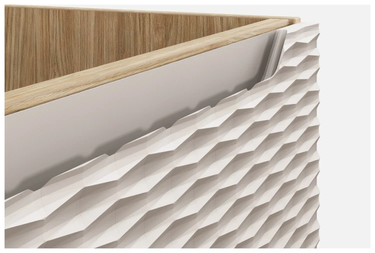 Szafka łazienkowa pod umywalkę 60 cm 2 drzwi OCEAN BEIGE beż + dąb olejowany - detal