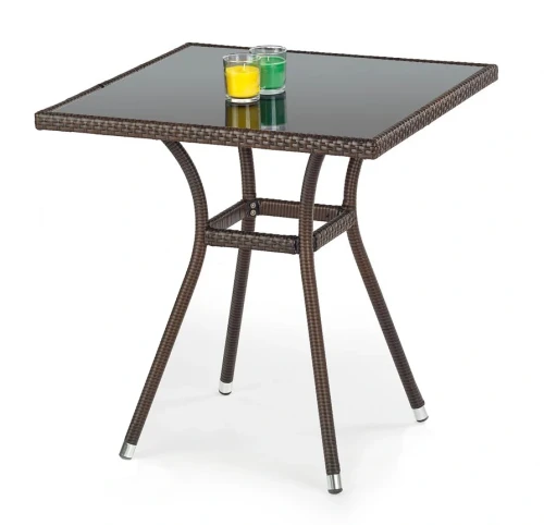 Stół Mobil ogrodowy rattan syntetyczny/szkło ciemny brąz/czarny